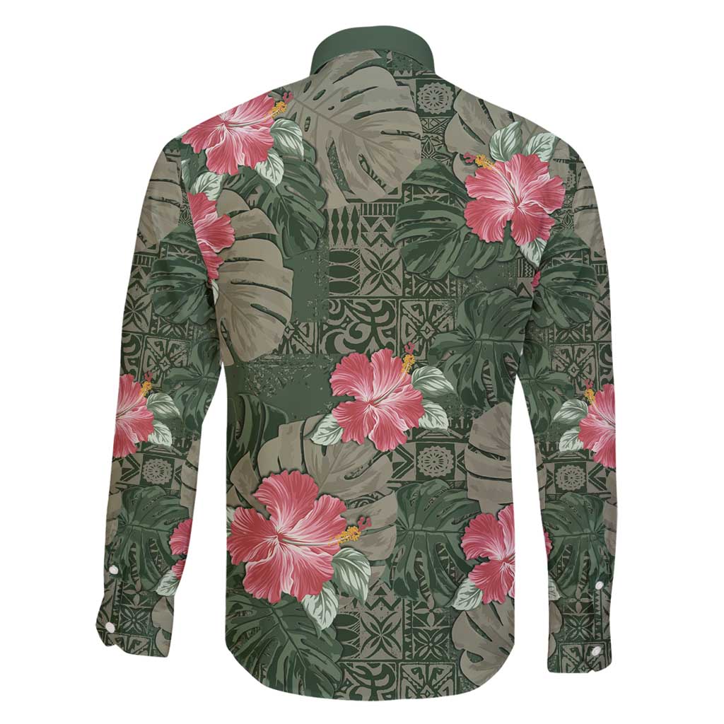 Hawaii Family Matching Summer Maxi Dress and Hawaiian Shirt Green Polynesian Monstera Patterns - Polynesian Pride