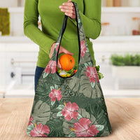 Hawaii Grocery Bag Green Polynesian Monstera Patterns - Polynesian Pride