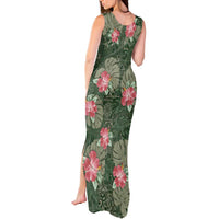 Hawaii Tank Maxi Dress Green Polynesian Monstera Patterns - Polynesian Pride