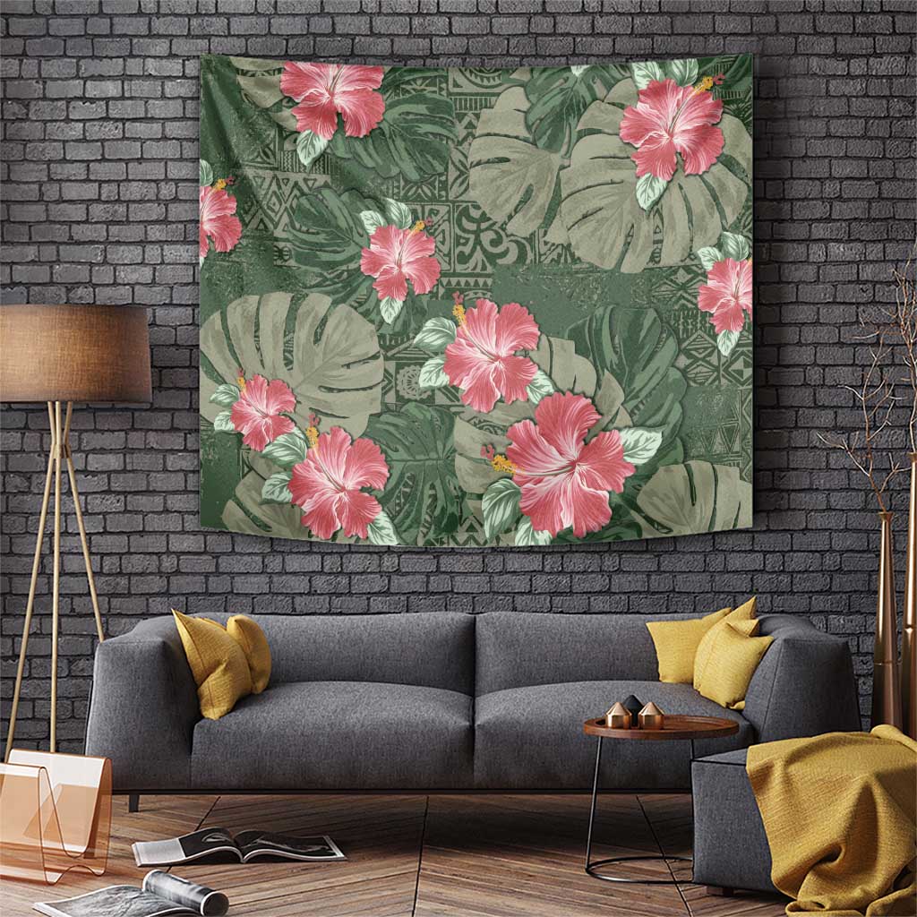 Hawaii Tapestry Green Polynesian Monstera Patterns - Polynesian Pride