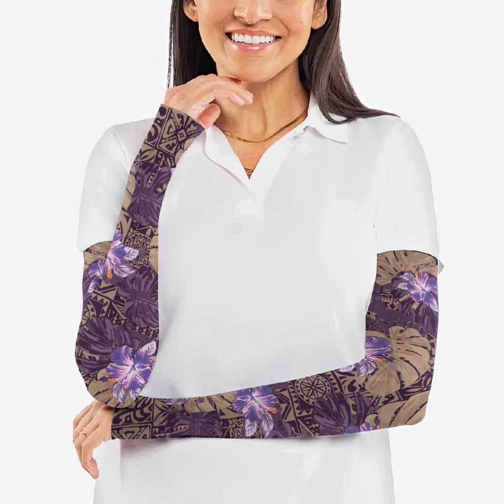 Hawaii Arm Sleeves Purple Polynesian Monstera Patterns - Polynesian Pride