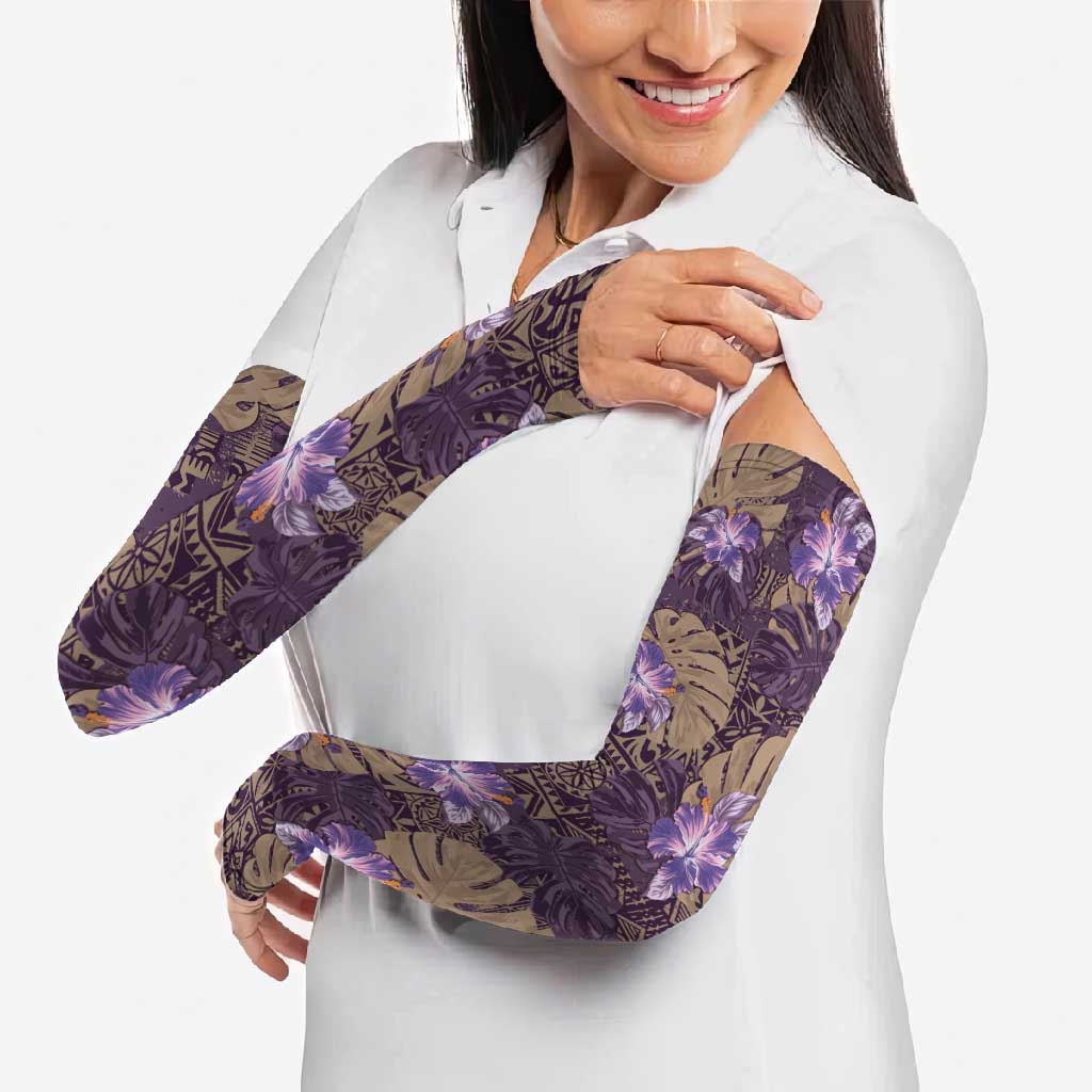 Hawaii Arm Sleeves Purple Polynesian Monstera Patterns - Polynesian Pride