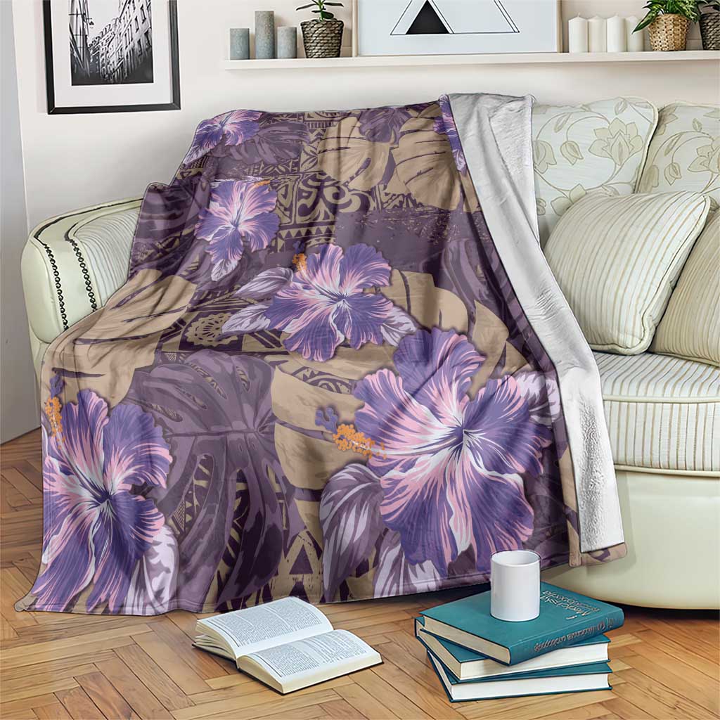 Hawaii Blanket Purple Polynesian Monstera Patterns - Polynesian Pride