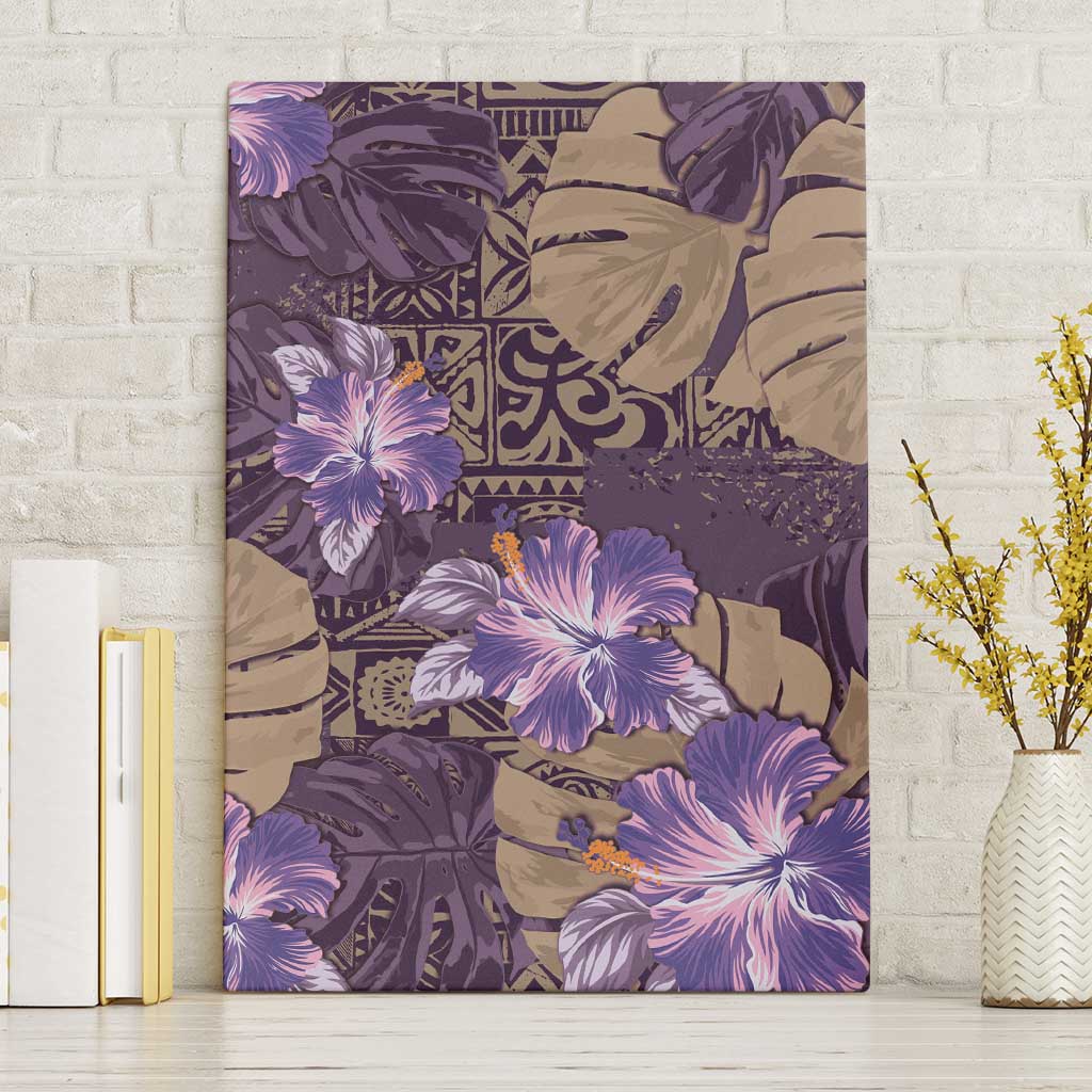 Hawaii Canvas Wall Art Purple Polynesian Monstera Patterns - Polynesian Pride
