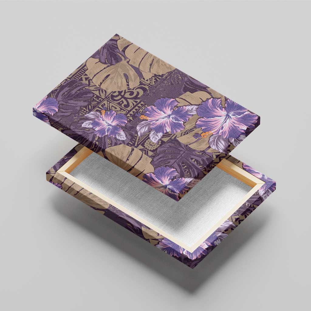 Hawaii Canvas Wall Art Purple Polynesian Monstera Patterns - Polynesian Pride