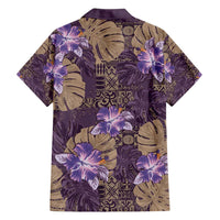 Hawaii Family Matching Puletasi and Hawaiian Shirt Purple Polynesian Monstera Patterns - Polynesian Pride