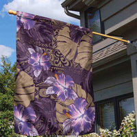Hawaii Garden Flag Purple Polynesian Monstera Patterns - Polynesian Pride
