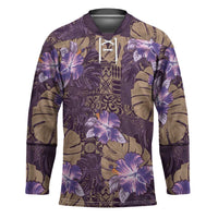 Hawaii Hockey Jersey Purple Polynesian Monstera Patterns - Polynesian Pride