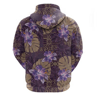 Hawaii Hoodie Purple Polynesian Monstera Patterns - Polynesian Pride
