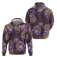 Hawaii Hoodie Purple Polynesian Monstera Patterns - Polynesian Pride