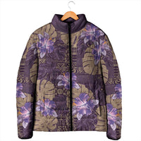 Hawaii Padded Jacket Purple Polynesian Monstera Patterns - Polynesian Pride