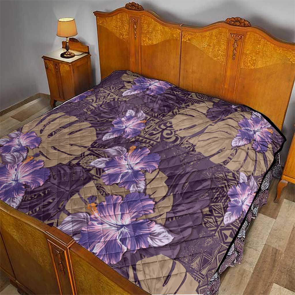 Hawaii Quilt Purple Polynesian Monstera Patterns - Polynesian Pride