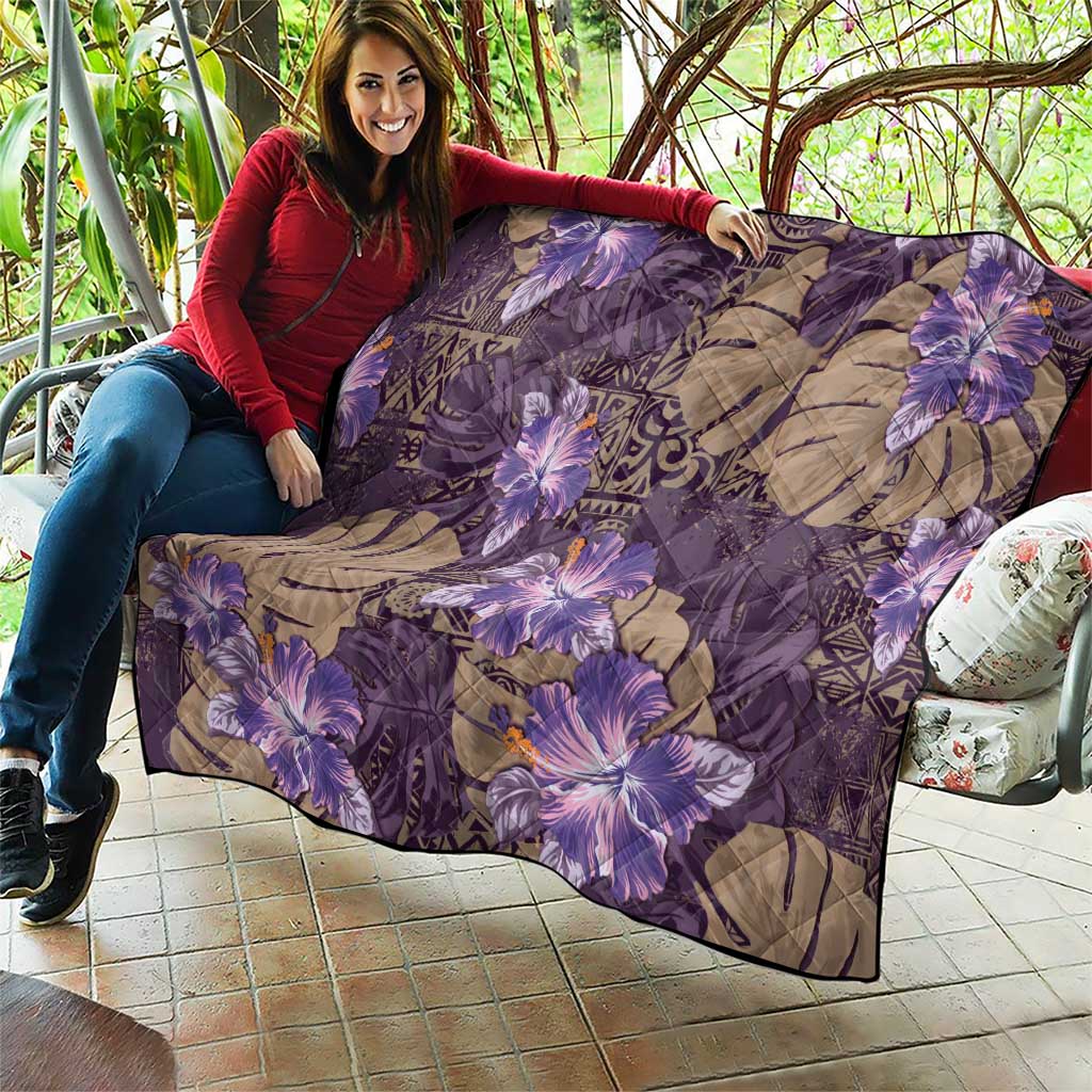 Hawaii Quilt Purple Polynesian Monstera Patterns - Polynesian Pride