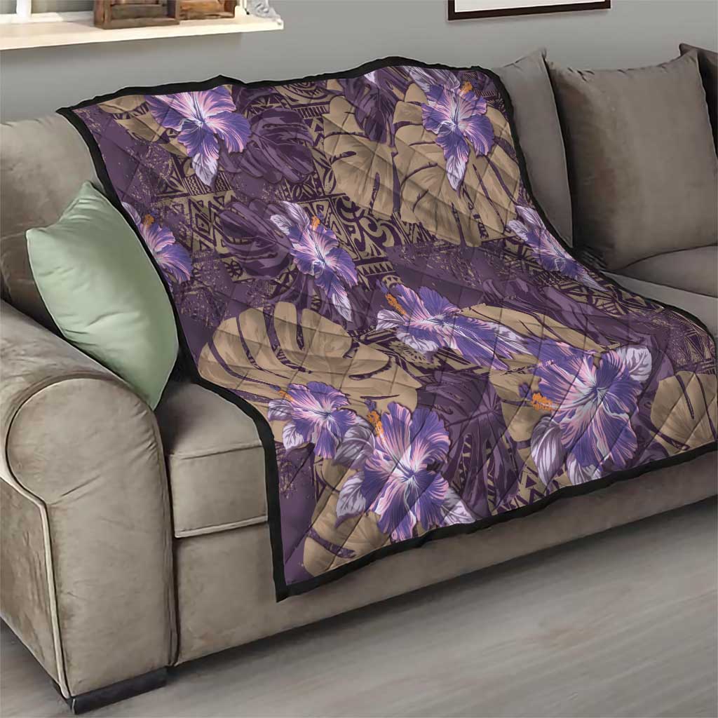 Hawaii Quilt Purple Polynesian Monstera Patterns - Polynesian Pride