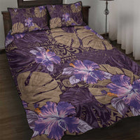 Hawaii Quilt Bed Set Purple Polynesian Monstera Patterns - Polynesian Pride