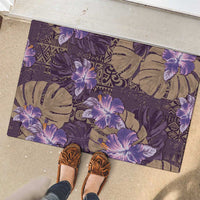 Hawaii Rubber Doormat Purple Polynesian Monstera Patterns - Polynesian Pride