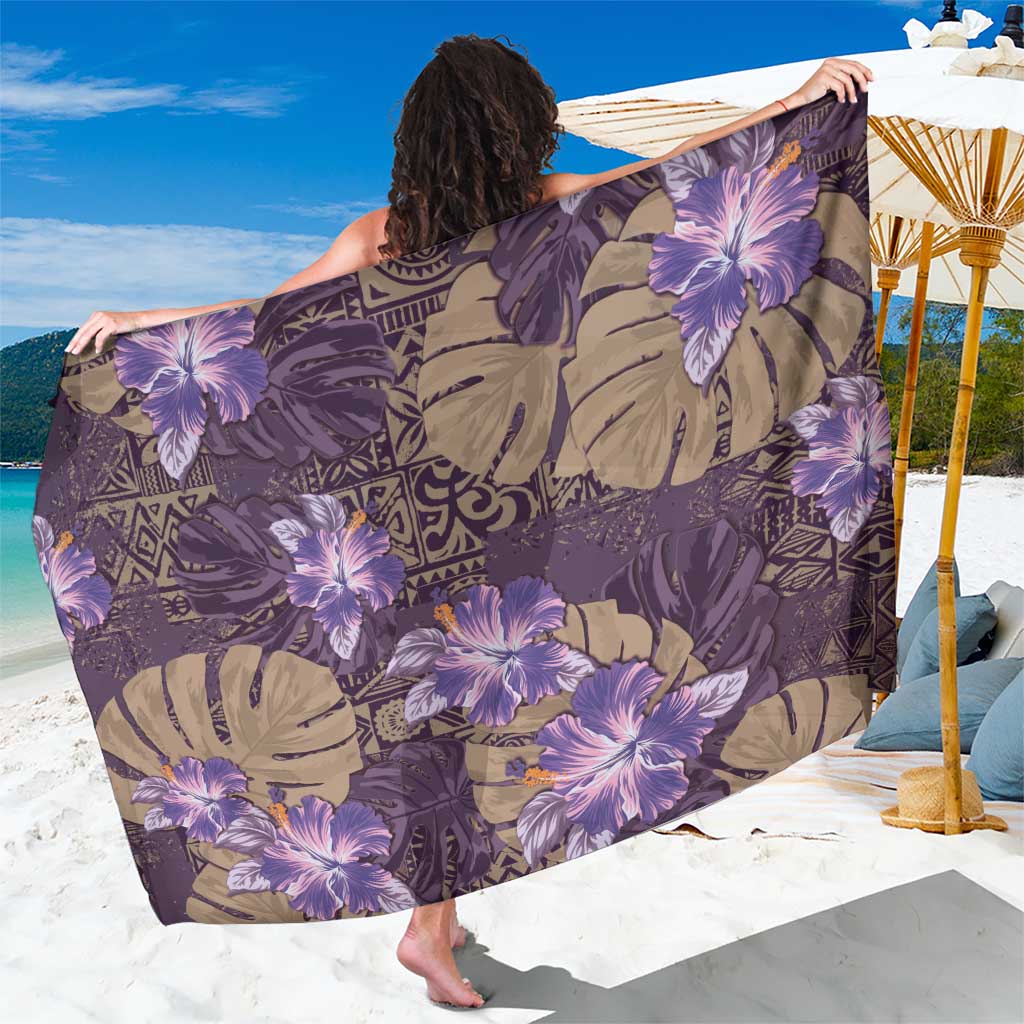 Hawaii Sarong Purple Polynesian Monstera Patterns - Polynesian Pride