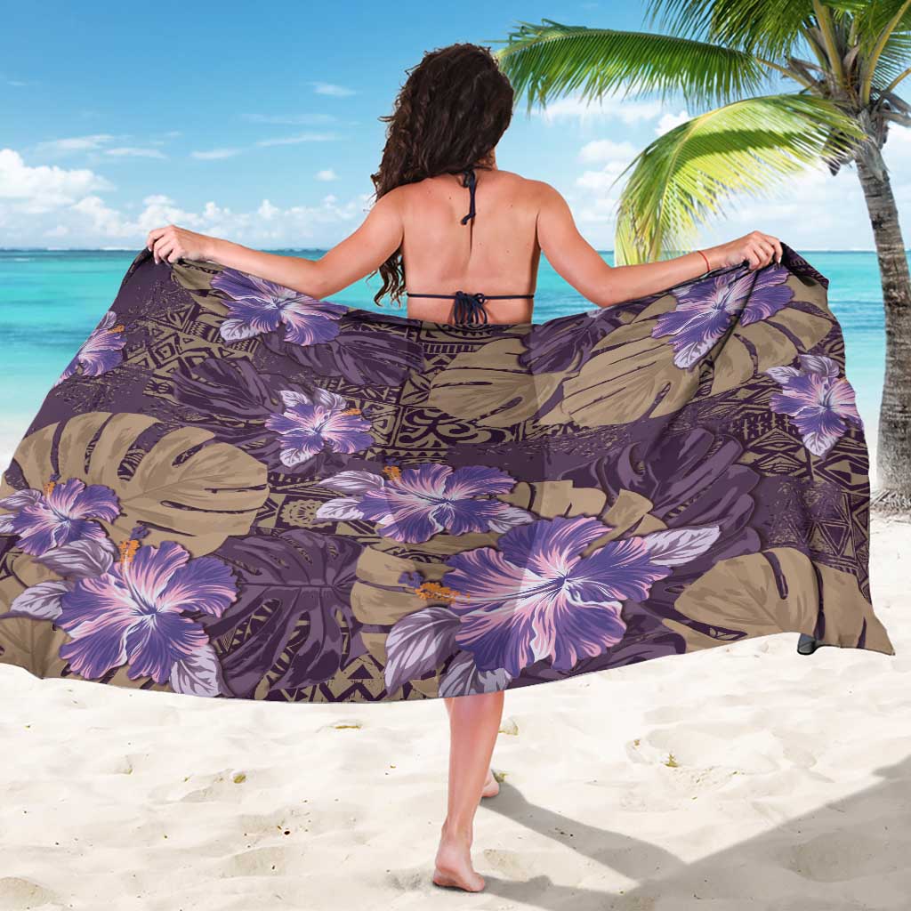 Hawaii Sarong Purple Polynesian Monstera Patterns - Polynesian Pride