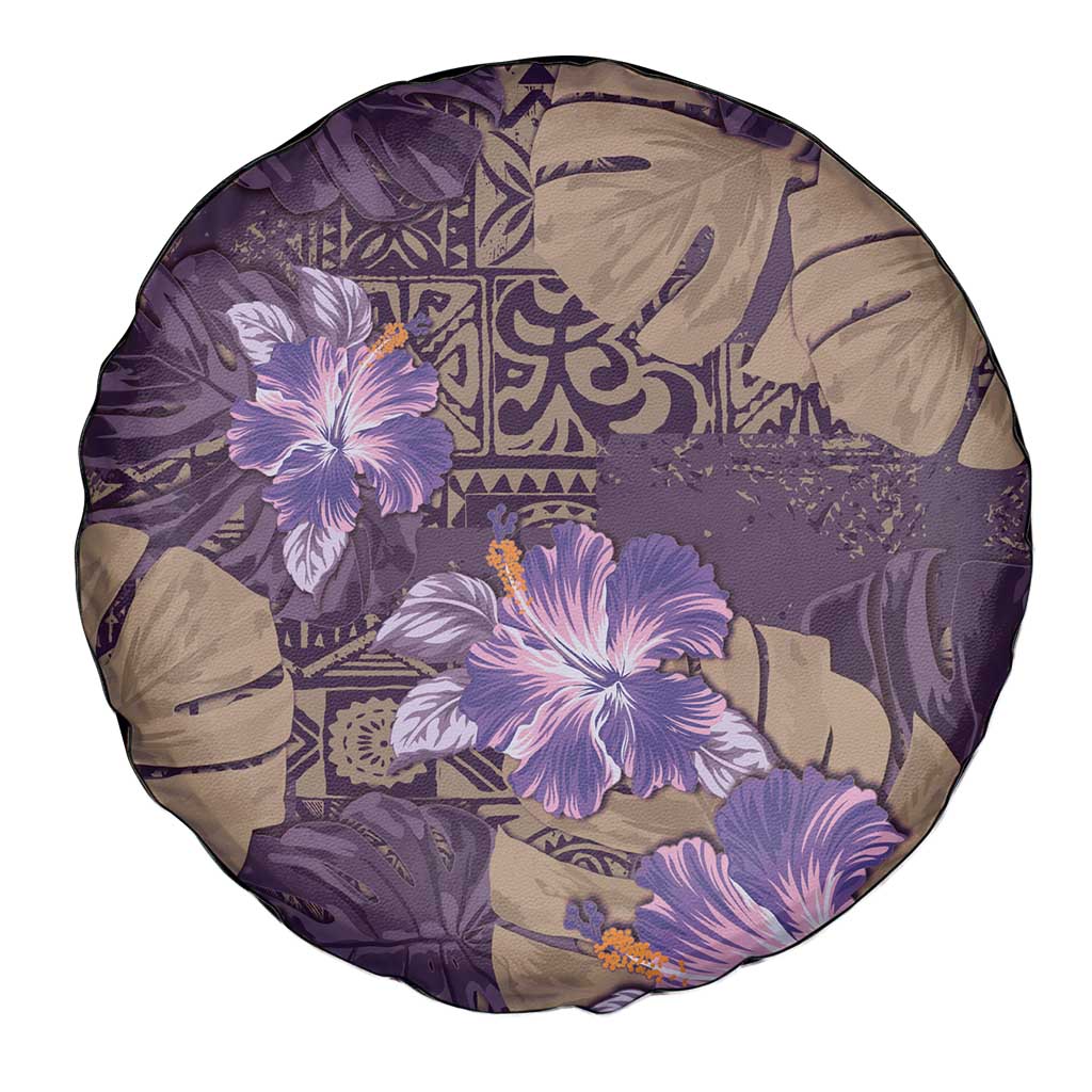 Hawaii Spare Tire Cover Purple Polynesian Monstera Patterns - Polynesian Pride