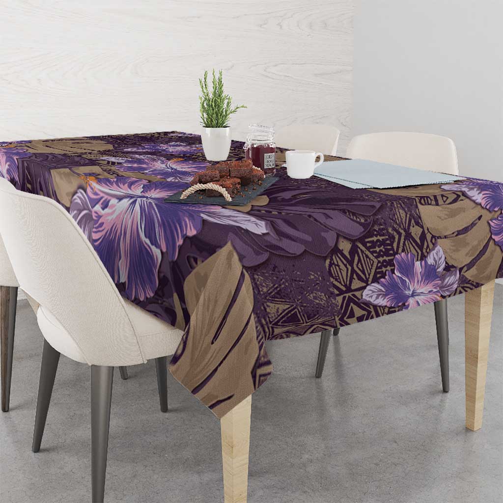 Hawaii Tablecloth Purple Polynesian Monstera Patterns - Polynesian Pride