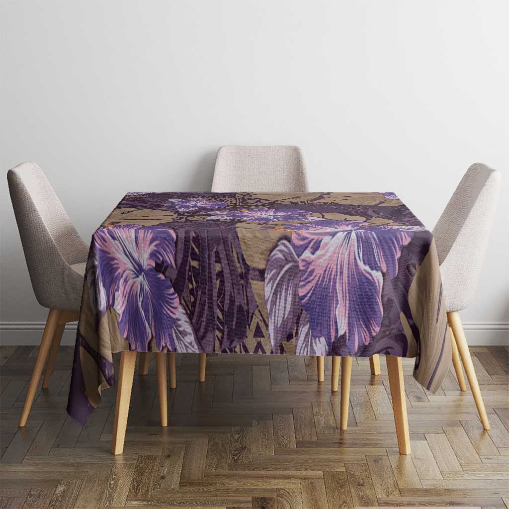 Hawaii Tablecloth Purple Polynesian Monstera Patterns - Polynesian Pride