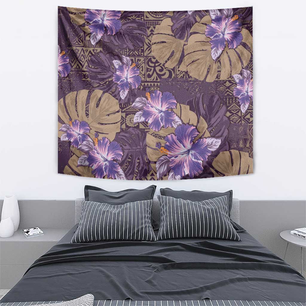 Hawaii Tapestry Purple Polynesian Monstera Patterns - Polynesian Pride