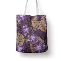 Hawaii Tote Bag Purple Polynesian Monstera Patterns - Polynesian Pride