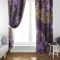 Hawaii Window Curtain Purple Polynesian Monstera Patterns - Polynesian Pride