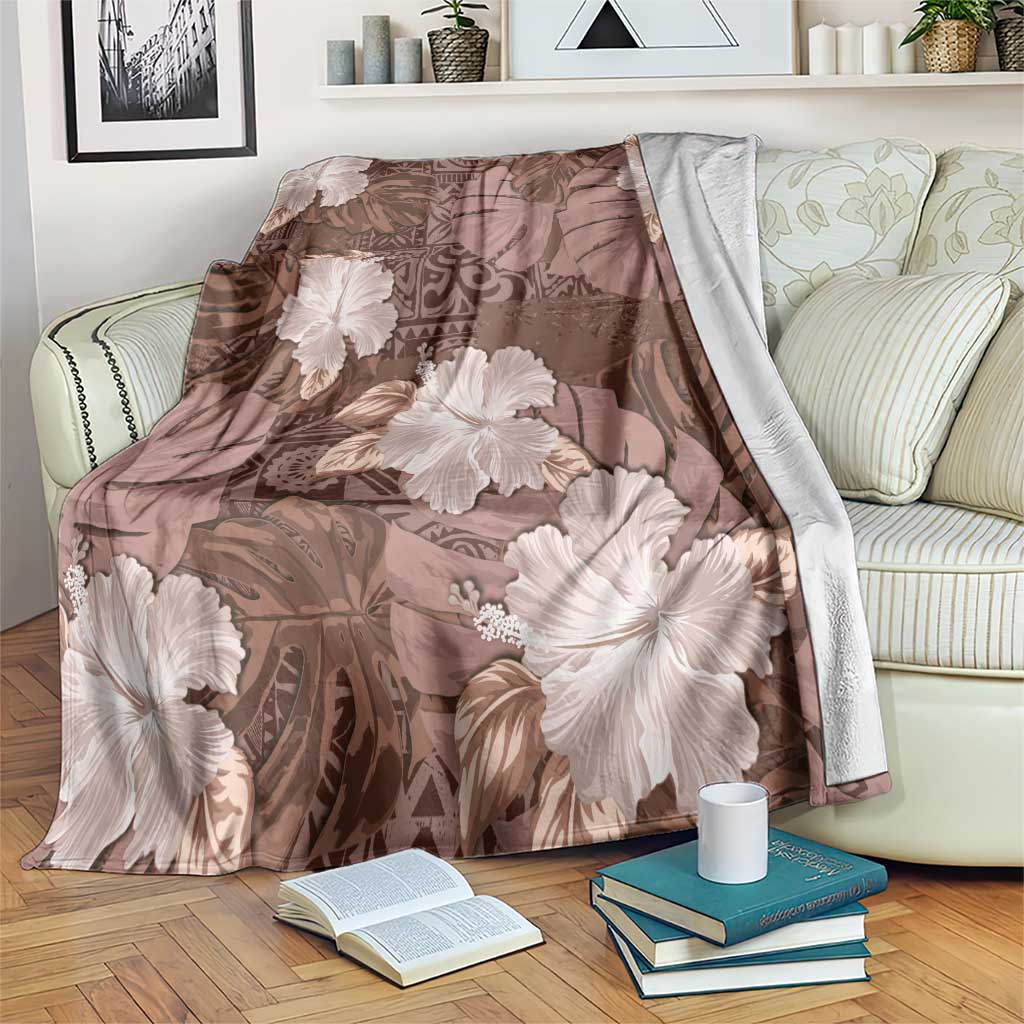 Hawaii Blanket Brown Polynesian Monstera Patterns - Polynesian Pride