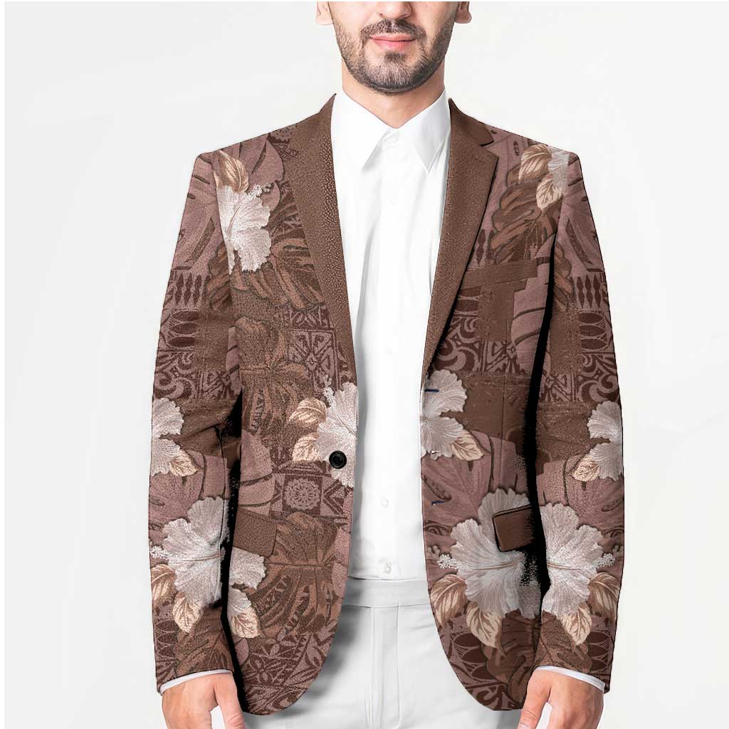 Hawaii Blazer Brown Polynesian Monstera Patterns - Polynesian Pride