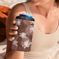 Hawaii 4 in 1 Can Cooler Tumbler Brown Polynesian Monstera Patterns - Polynesian Pride