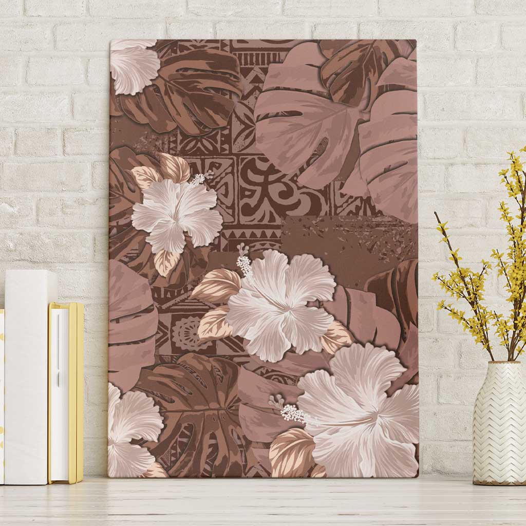 Hawaii Canvas Wall Art Brown Polynesian Monstera Patterns - Polynesian Pride
