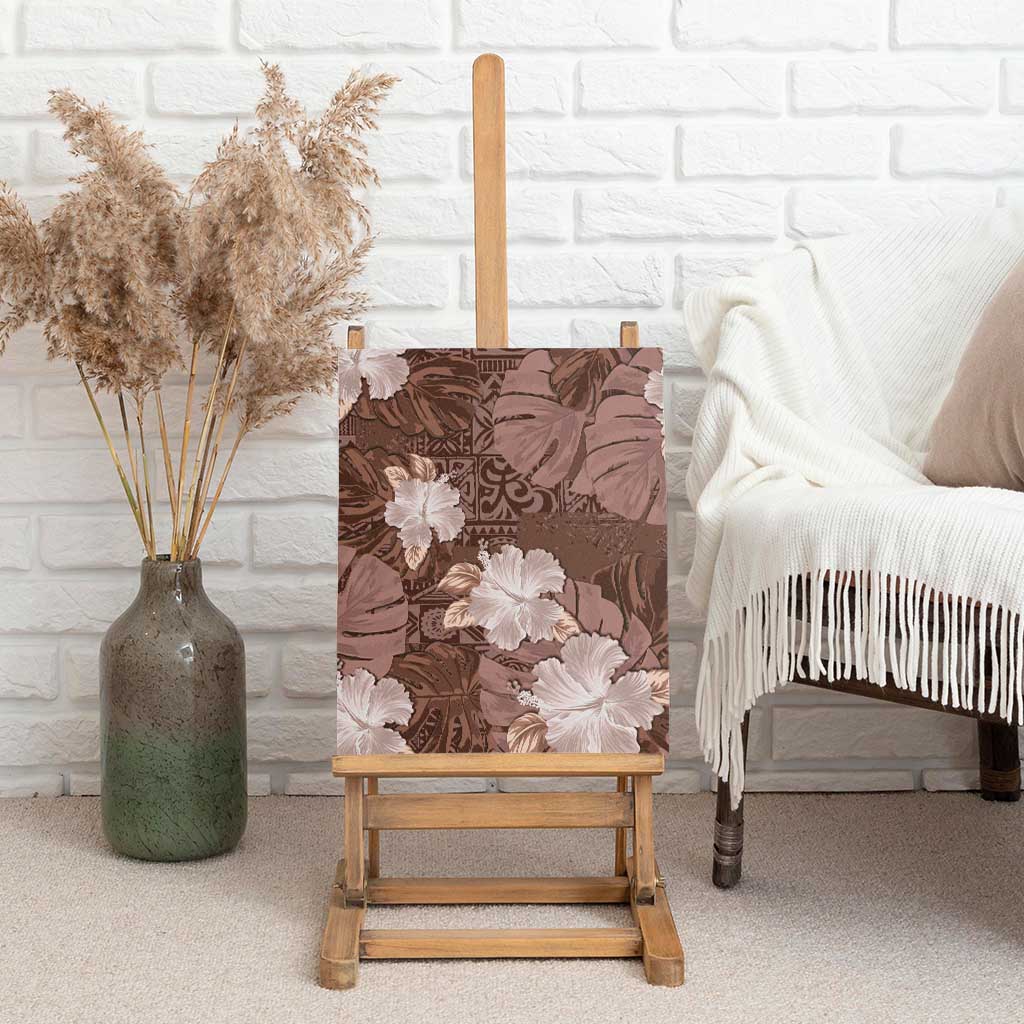 Hawaii Canvas Wall Art Brown Polynesian Monstera Patterns - Polynesian Pride
