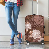 Hawaii Luggage Cover Brown Polynesian Monstera Patterns - Polynesian Pride