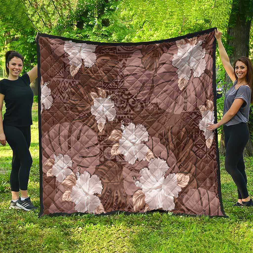 Hawaii Quilt Brown Polynesian Monstera Patterns - Polynesian Pride