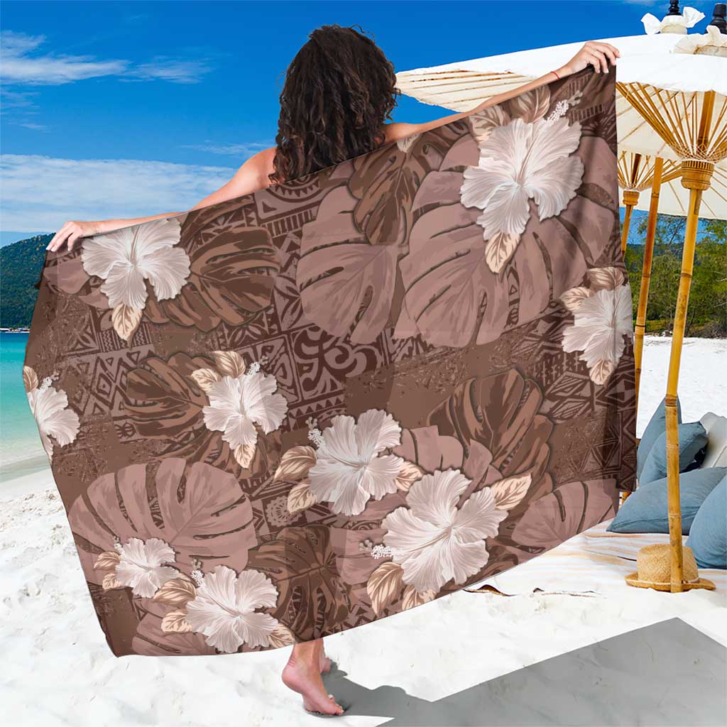Hawaii Sarong Brown Polynesian Monstera Patterns - Polynesian Pride