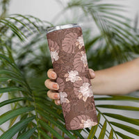 Hawaii Skinny Tumbler Brown Polynesian Monstera Patterns - Polynesian Pride