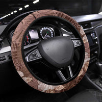 Hawaii Steering Wheel Cover Brown Polynesian Monstera Patterns - Polynesian Pride