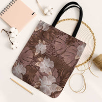 Hawaii Tote Bag Brown Polynesian Monstera Patterns - Polynesian Pride