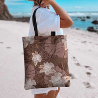 Hawaii Tote Bag Brown Polynesian Monstera Patterns - Polynesian Pride