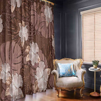 Hawaii Window Curtain Brown Polynesian Monstera Patterns - Polynesian Pride
