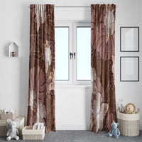 Hawaii Window Curtain Brown Polynesian Monstera Patterns - Polynesian Pride