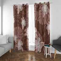 Hawaii Window Curtain Brown Polynesian Monstera Patterns - Polynesian Pride