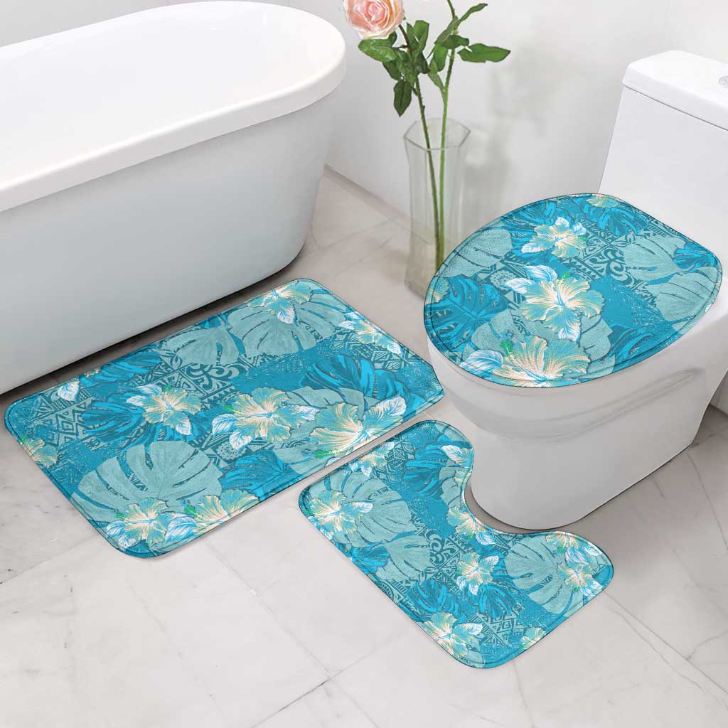 Hawaii Bathroom Set Teal Polynesian Monstera Patterns - Polynesian Pride