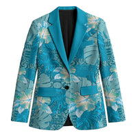 Hawaii Blazer Teal Polynesian Monstera Patterns - Polynesian Pride