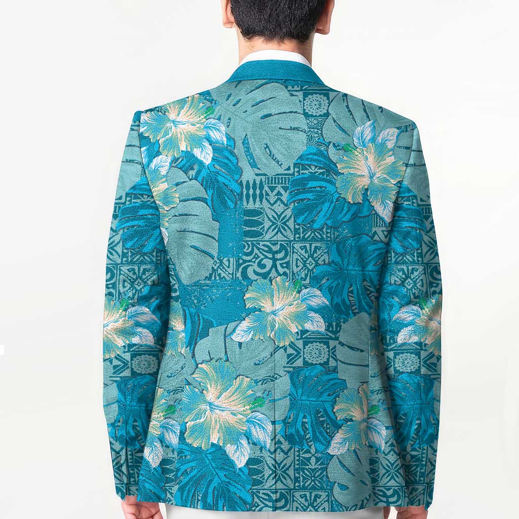 Hawaii Blazer Teal Polynesian Monstera Patterns - Polynesian Pride