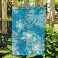 Hawaii Garden Flag Teal Polynesian Monstera Patterns - Polynesian Pride