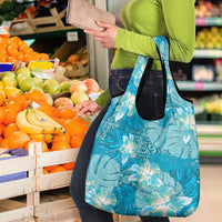 Hawaii Grocery Bag Teal Polynesian Monstera Patterns - Polynesian Pride