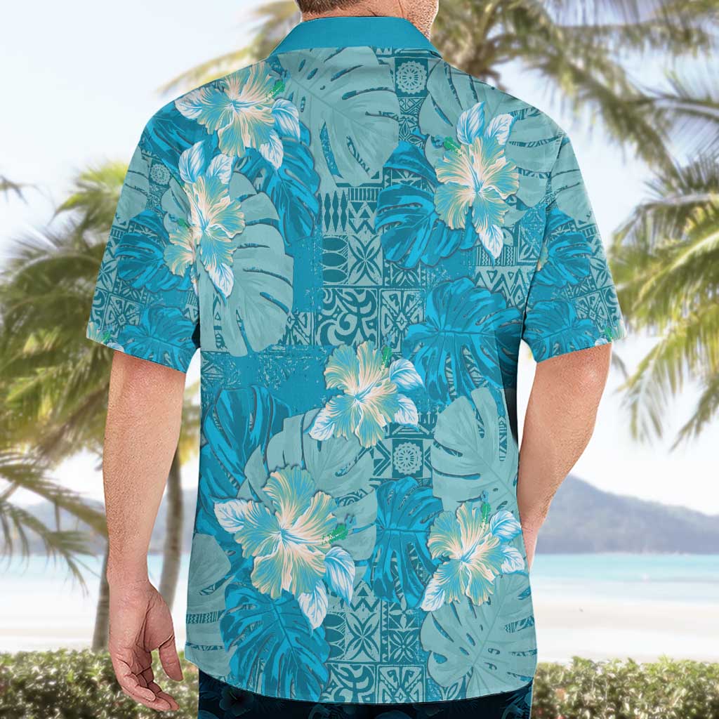 Hawaii Hawaiian Shirt Teal Polynesian Monstera Patterns - Polynesian Pride