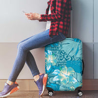 Hawaii Luggage Cover Teal Polynesian Monstera Patterns - Polynesian Pride